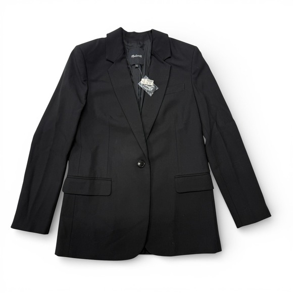 Madewell Jackets & Blazers - Madewell Kline Blazer Jacket Womens 4 Black NWT 1 Button